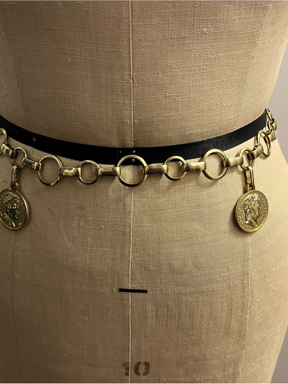 Gold Link Coin Charm Waist Belt